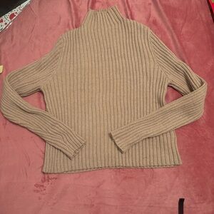 SHEIN Ribbed Beige Turtleneck Sweater